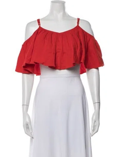 Pre-owned Mara Hoffman V-neck Sleeveless Crop Top W/ Tags In Red