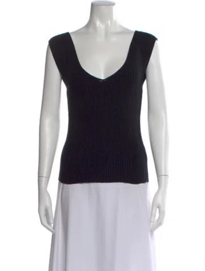 Pre-owned Mara Hoffman V-neck Sleeveless Top In Black
