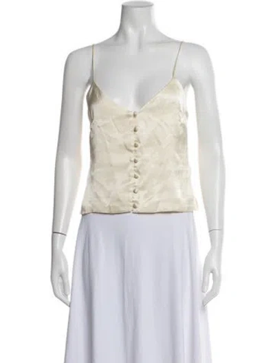 Pre-owned Mara Hoffman V-neck Sleeveless Top In Neutrals