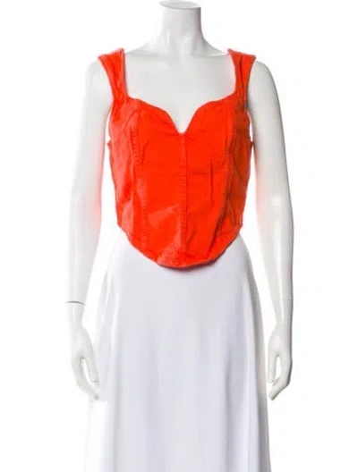 Pre-owned Mara Hoffman V-neck Sleeveless Top In Orange