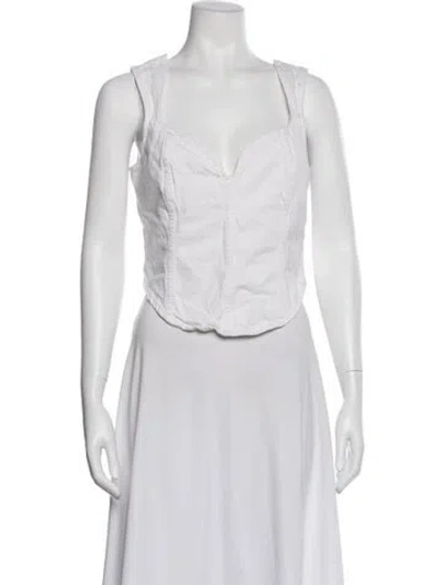 Pre-owned Mara Hoffman V-neck Sleeveless Top In White