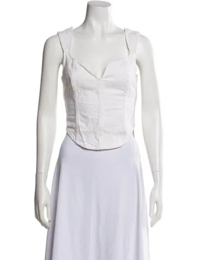 Pre-owned Mara Hoffman V-neck Sleeveless Top In White