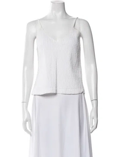 Pre-owned Mara Hoffman V-neck Sleeveless Top In White