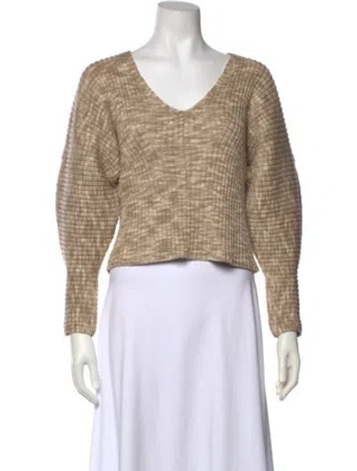 Pre-owned Mara Hoffman V-neck Sweater In Brown