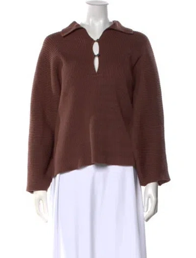 Pre-owned Mara Hoffman V-neck Sweater In Brown
