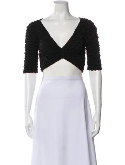 Pre-owned Mara Hoffman V-neck Three-quarter Sleeve Crop Top W/ Tags In Black