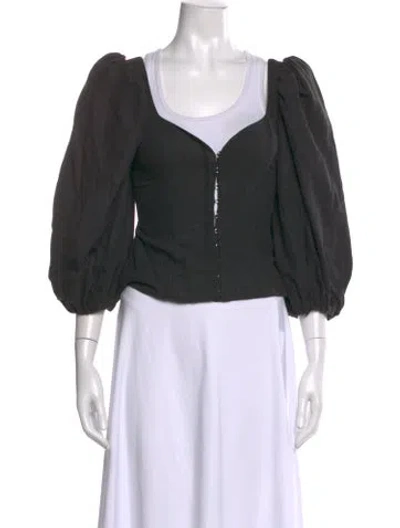 Pre-owned Mara Hoffman V-neck Three-quarter Sleeve Top In Black