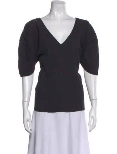 Pre-owned Mara Hoffman V-neck Three-quarter Sleeve Top In Black