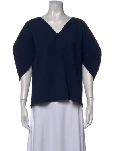 Pre-owned Mara Hoffman V-neck Three-quarter Sleeve Top In Blue
