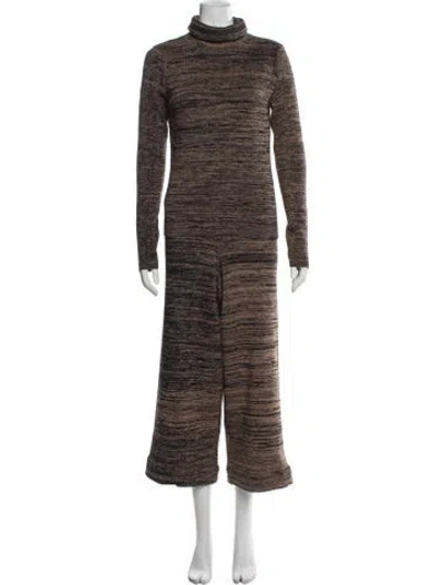 Pre-owned Mara Hoffman Wool Striped Pantsuit In Neutral