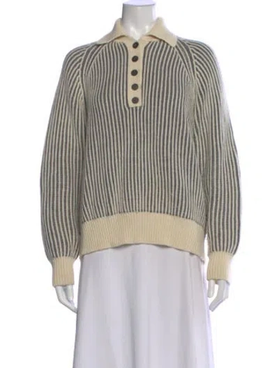 Pre-owned Mara Hoffman Wool Striped Sweater In Neutral
