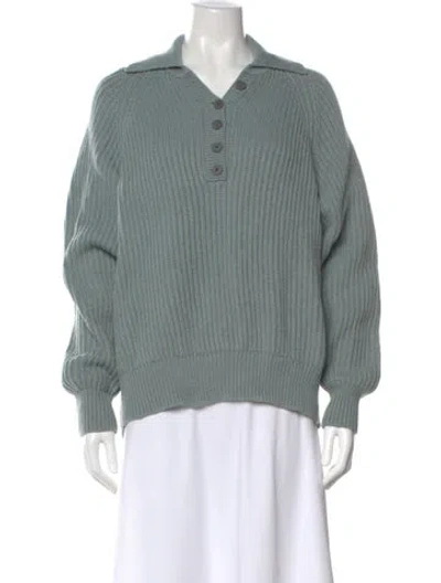 Pre-owned Mara Hoffman Wool V-neck Sweater In Green