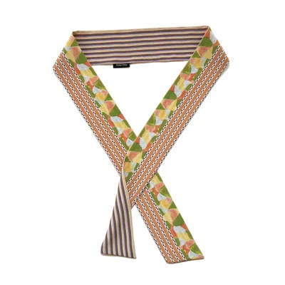 Maraethra Women's Autumn Stripes Silk Tie Scarf Forest In Green/orange
