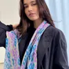 Maraethra Women's Ikat Tree Silk Cotton Long Scarf Blue Mix In Blue