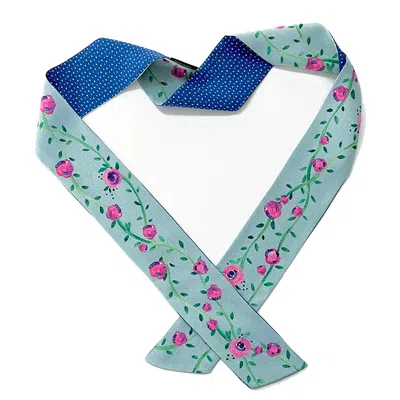 Maraethra Women's Rose Pop Silk Tie Scarf Mint In Green