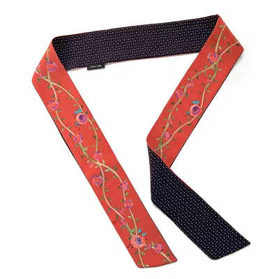 Maraethra Women's Rose Pop Silk Tie Scarf Red Mix