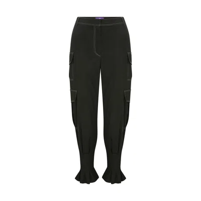 Maraliana Women's Coco Pleated Cuff Cargo Pants Black