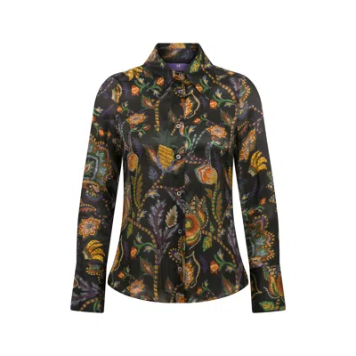 Maraliana Women's Dalina Floral Silk Shirt- Black