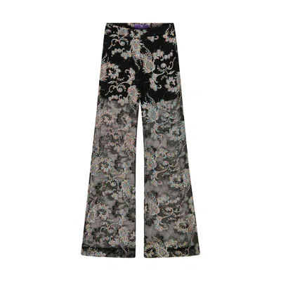 Maraliana Women's Mirabel Lace Paisley Embroidery Pants Black