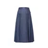 Maraliana Women's Blue Atlas Midi Linen Skirt In Blue