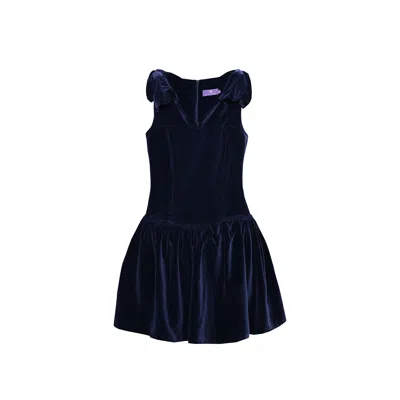Maraliana Women's Blue Juliet Sweetheart Neckline Velvet Mini Dress Navy