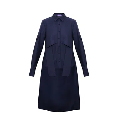 Maraliana Women's Blue Olympia Wool Navy Asymmetric Shirt