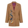 Maraliana Women's Brown Anka Wool Camel Jacket With Embroidery In Brown