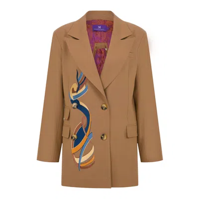 Maraliana Women's Brown Anka Wool Camel Jacket With Embroidery