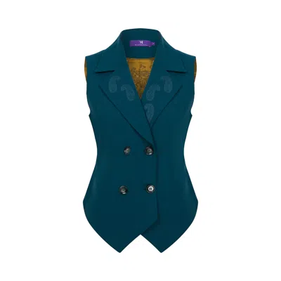 Maraliana Women's Green Ivy Wool Vest With Embroidery