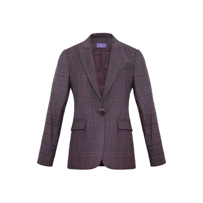 Maraliana Women's Lena Wool Check Jacket- Burgundy In Purple