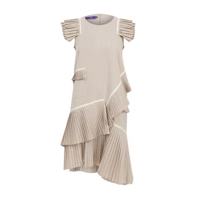 Maraliana Women's Neutrals Alyssa Pleated Asymmetric Dress Beige