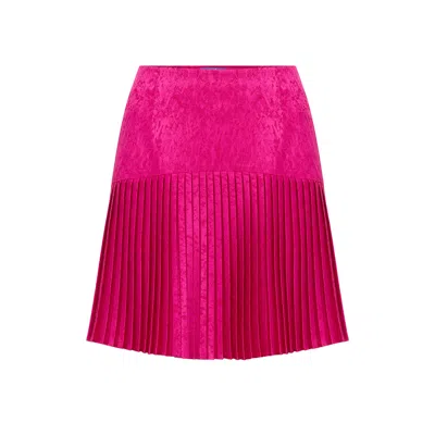 Maraliana Women's Pink / Purple Samar Pleated Hem Mini Skirt Pink In Pink/purple