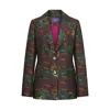 Maraliana Women's Sima Brocade Jacket With Gold Buttons In Green/orange/pink/yellow
