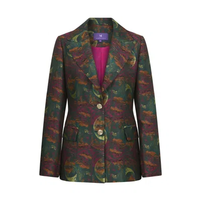Maraliana Women's Sima Brocade Jacket With Gold Buttons In Green/orange/pink/yellow