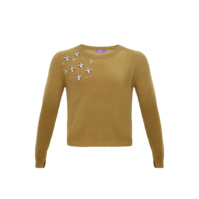 Maraliana Women's Yellow / Orange Hannah Wool & Cashmere Sweater With Handmade Crystals -mustard Yellow In Yellow/orange