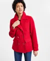 Maralyn & Me Juniors' Double-breasted Long-sleeve Peacoat, Created For Macy's In Red