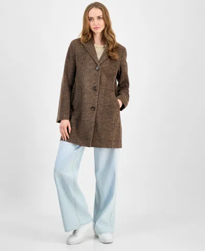Maralyn & Me Juniors' Single-breasted Walker Coat In Brown