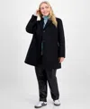Maralyn & Me Trendy Plus Size Single-breasted Walker Coat In Black