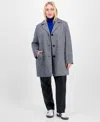Maralyn & Me Trendy Plus Size Single-breasted Walker Coat In Gray