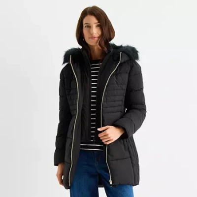 Maralyn & Me Womens Juniors Hooded Heavyweight Puffer Jacket In Black