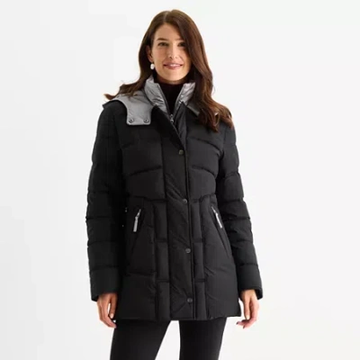 Maralyn & Me Womens Juniors Hooded Heavyweight Puffer Jacket In Black