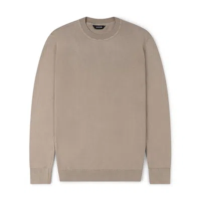 Marame Grey Italian Fine Knit Crew - Putty Dove In Animal Print