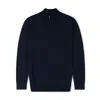 Marame Men's Blue Italian Fine Knit Half Zip - Navy In Blue
