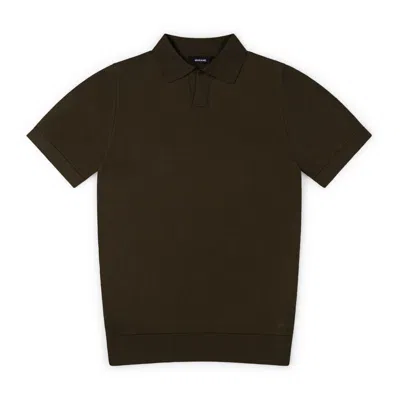 Marame Men's Green Italian Merino/cotton Polo - Forest Khaki