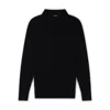 Marame Men's Italian Merino/cotton Long Sleeve Polo - Black In Black