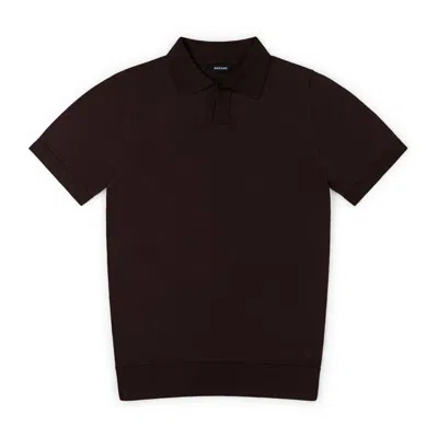 Marame Men's Italian Merino/cotton Polo - Brown Cherry