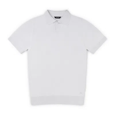 Marame Men's Italian Merino/cotton Polo - Silver Ice In White