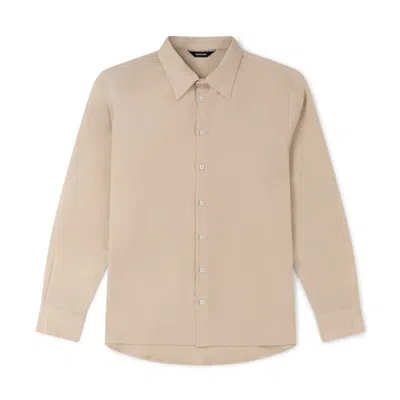 Marame Men's Neutrals Linen Blend Long Sleeve Shirt - Drift Beige In Multi