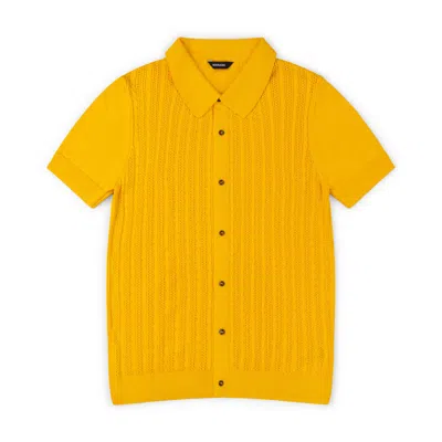 Marame Men's Yellow Italian Knit Cable Shirt - Citrus