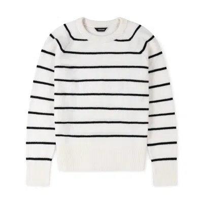 Marame Women's Italian Merino Wool Knit Jumper - Vanilla Cream/black In Multi